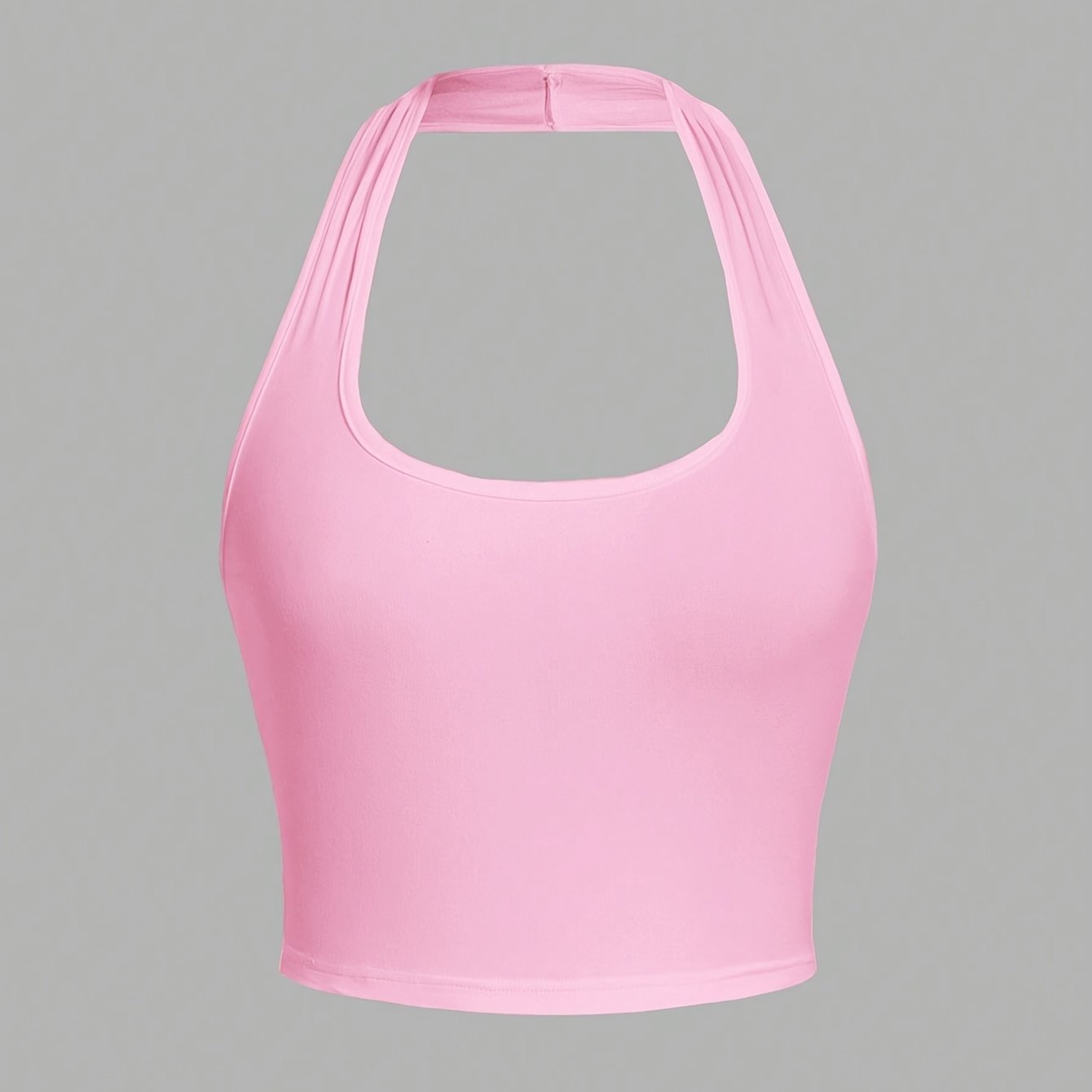 Bright Pink Halter Neck Tank Top
