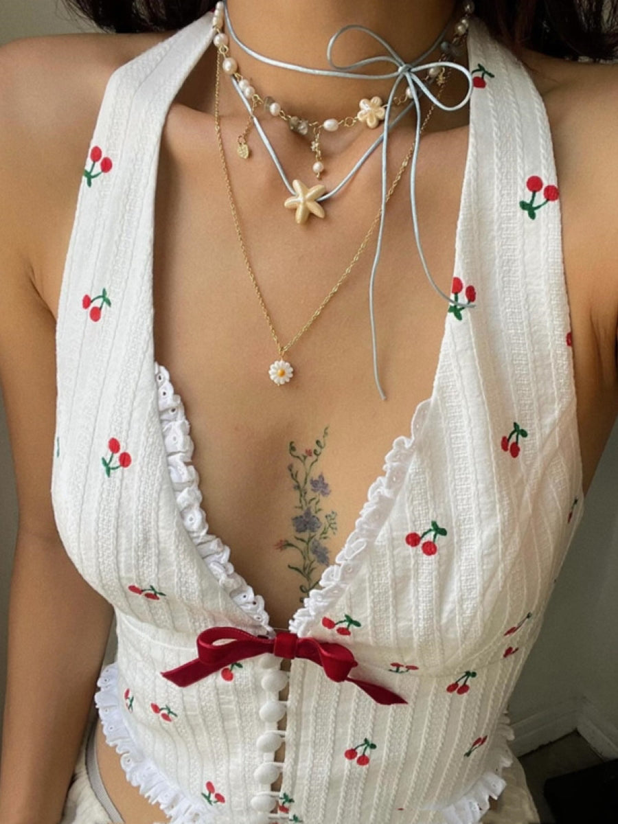 Cherry Print Halter Top
