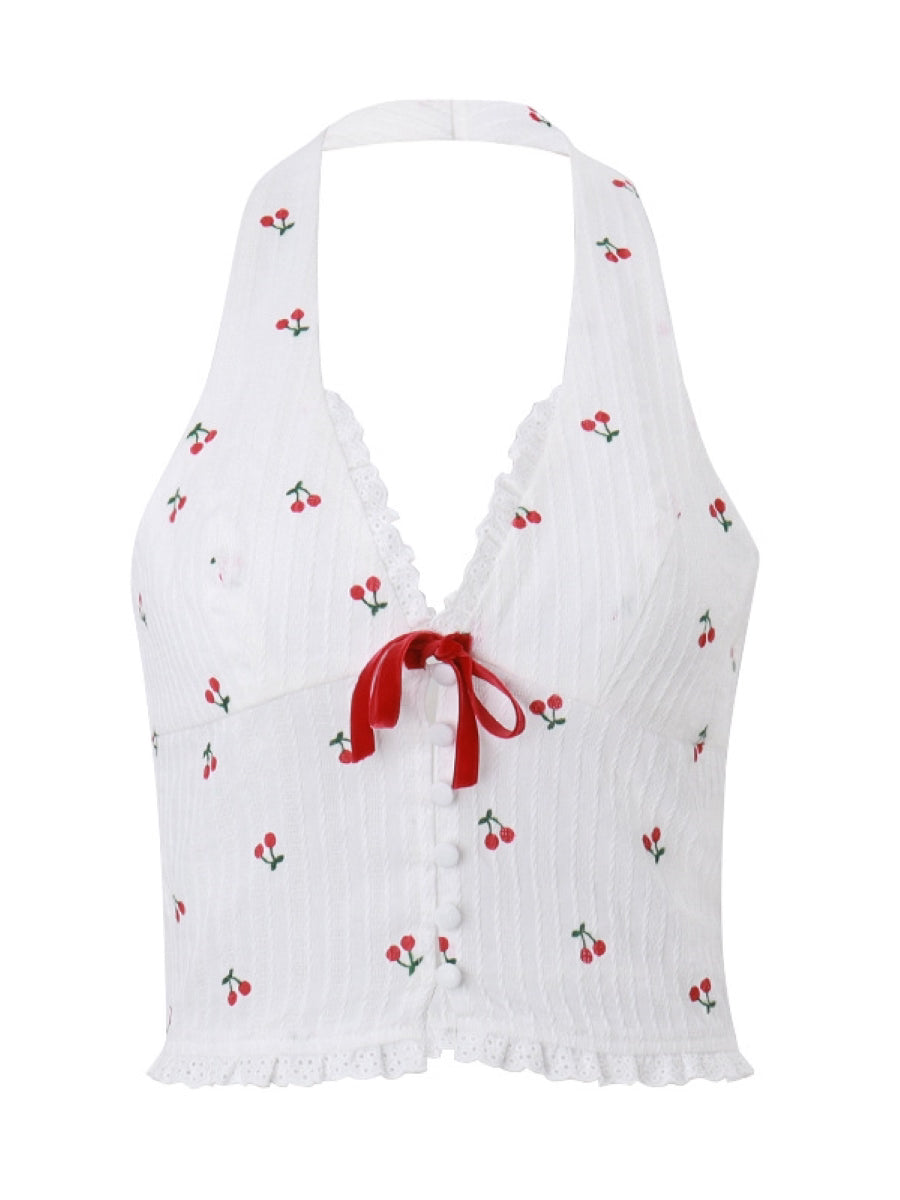 Cherry Print Halter Top
