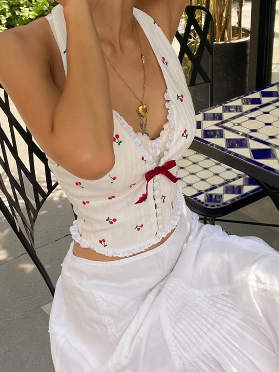 Cherry Print Halter Top