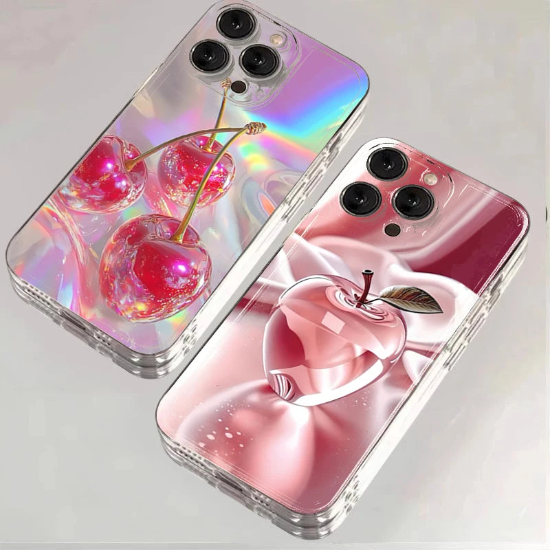 Cherry Print Clear Phone Case