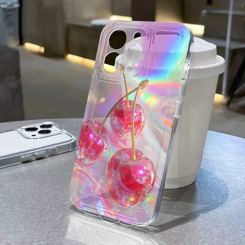 Cherry Print Clear Phone Case