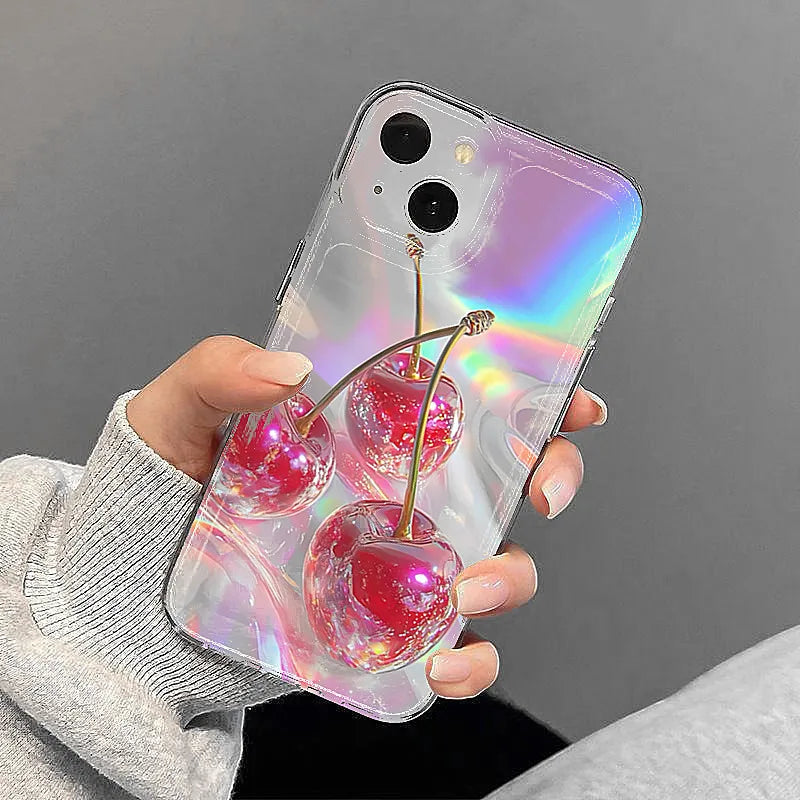 Cherry Print Clear Phone Case