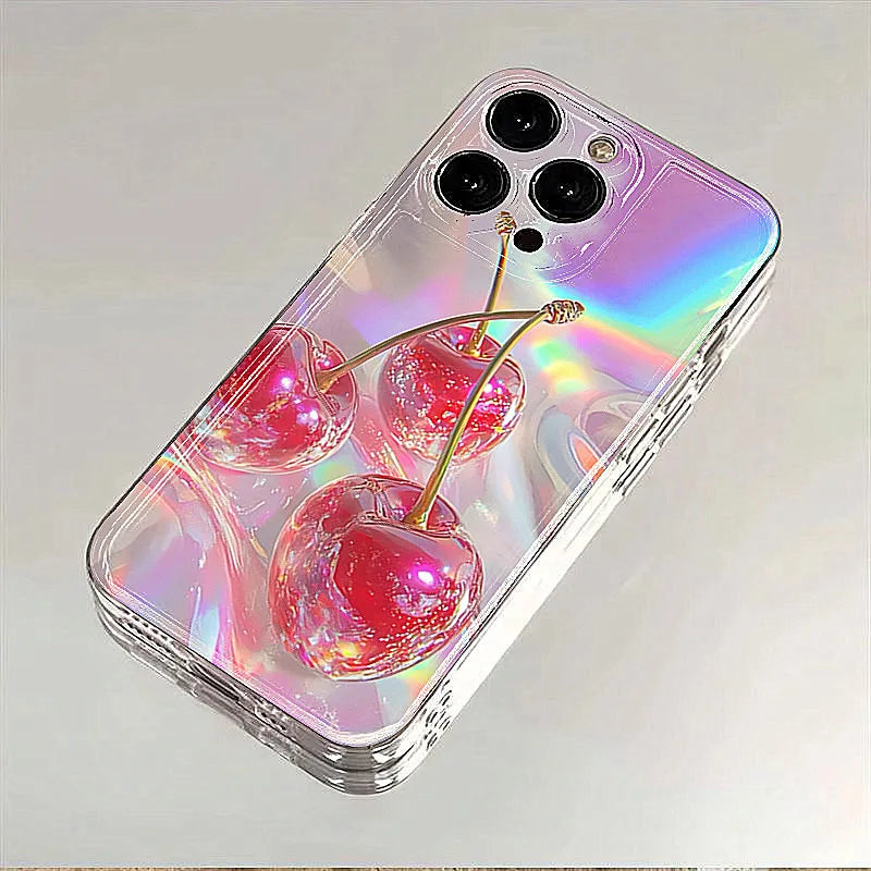 Cherry Print Clear Phone Case