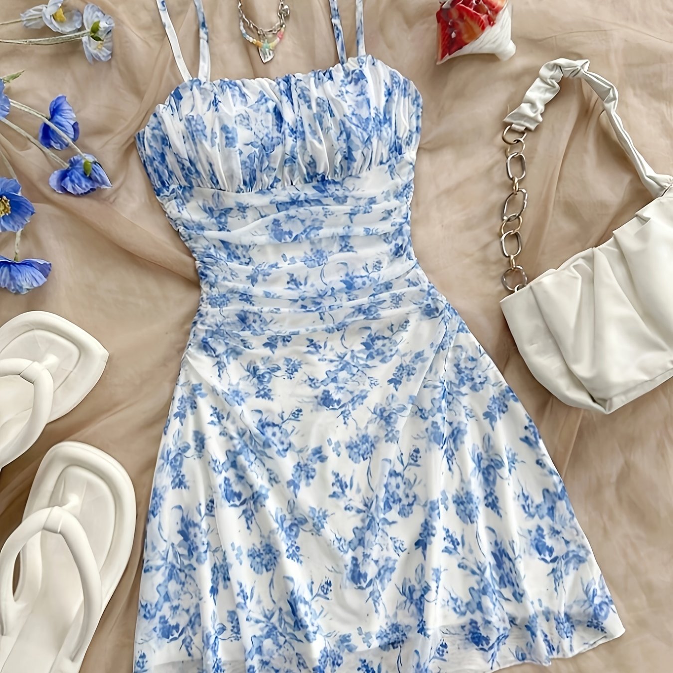 Elegant Floral Halter Dress