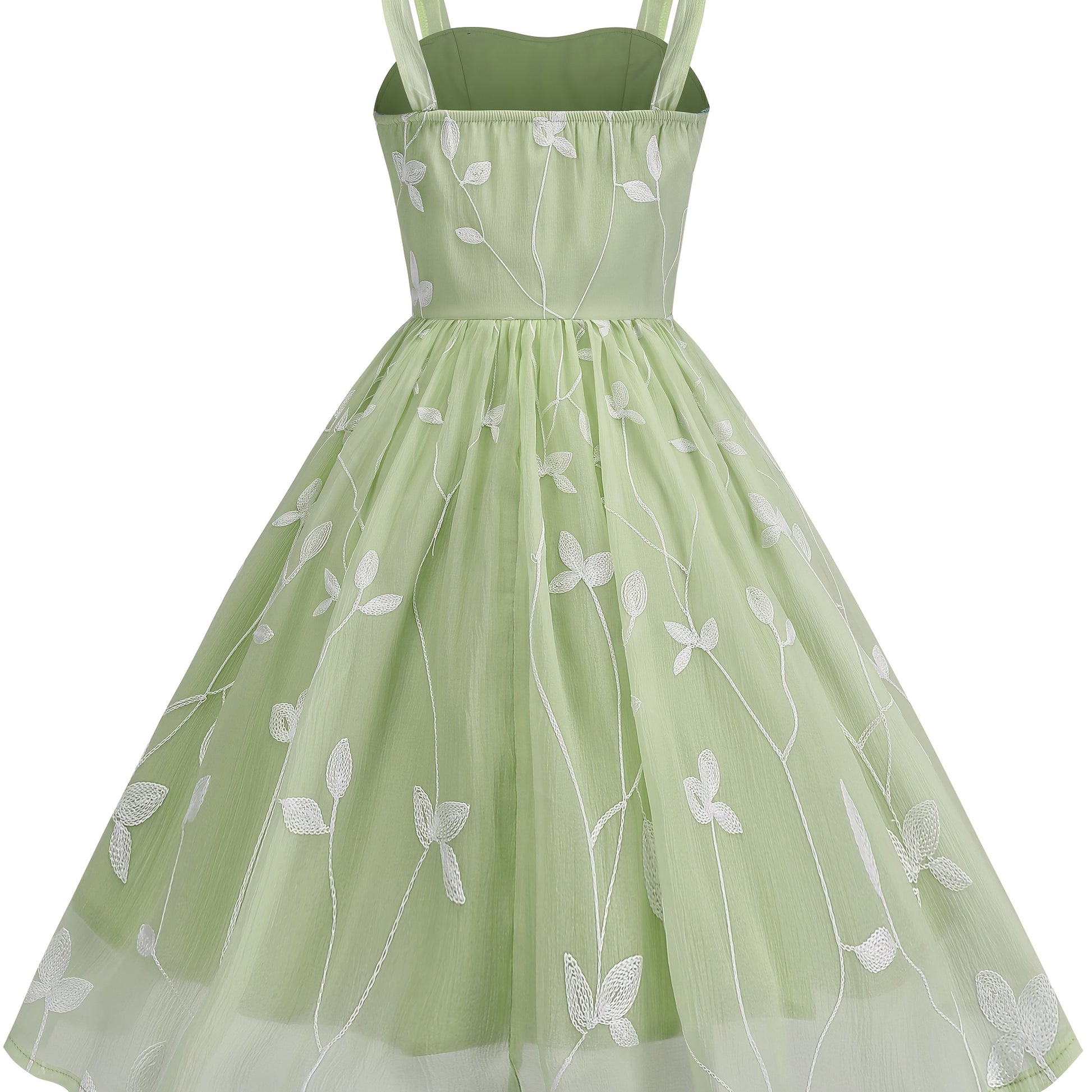 Vintage Embroidered Mesh Party Dress
