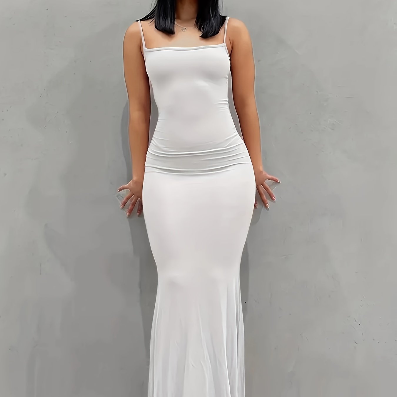 Elegant Solid Slip Maxi Dress