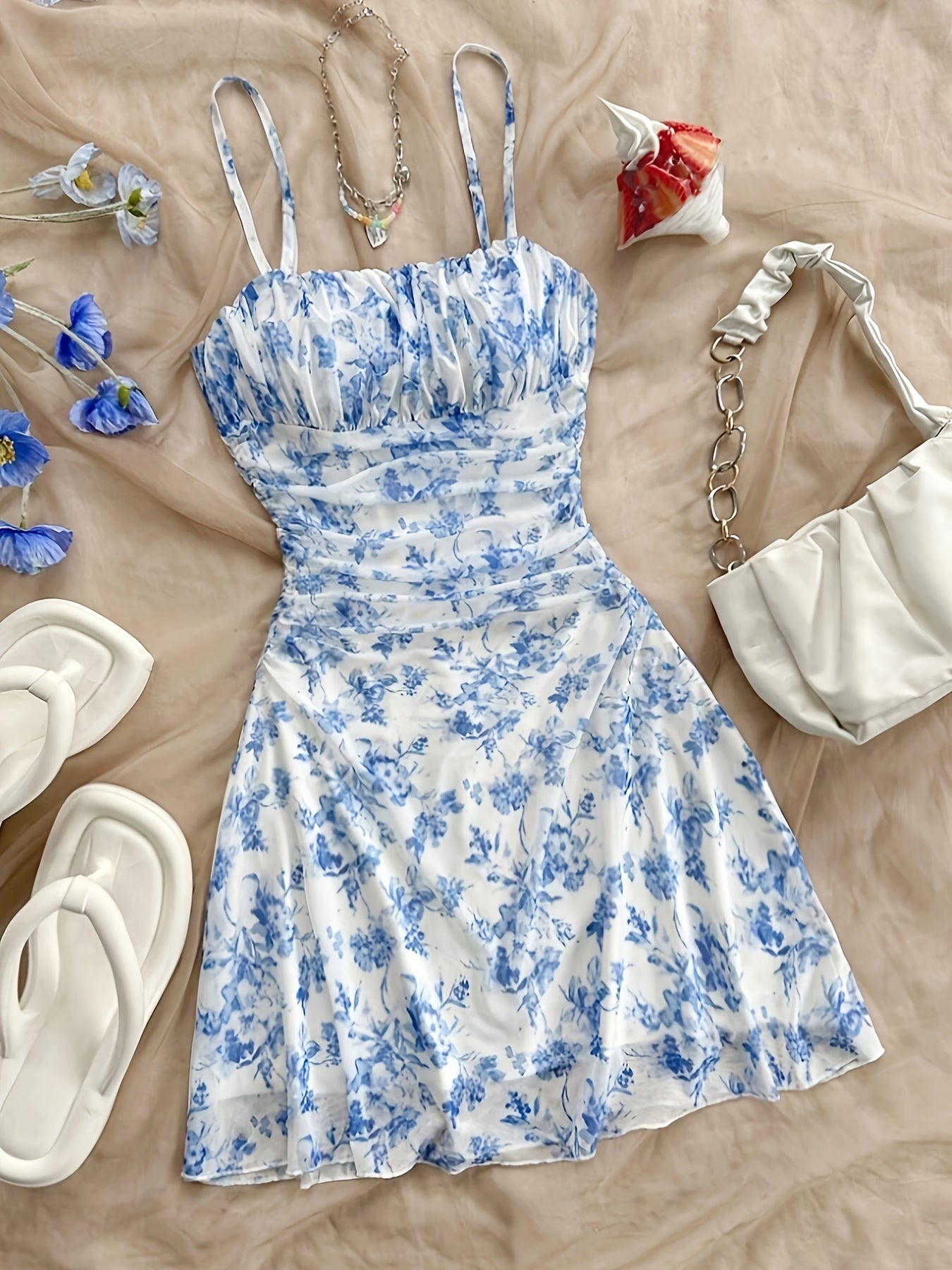 Elegant Floral Halter Dress