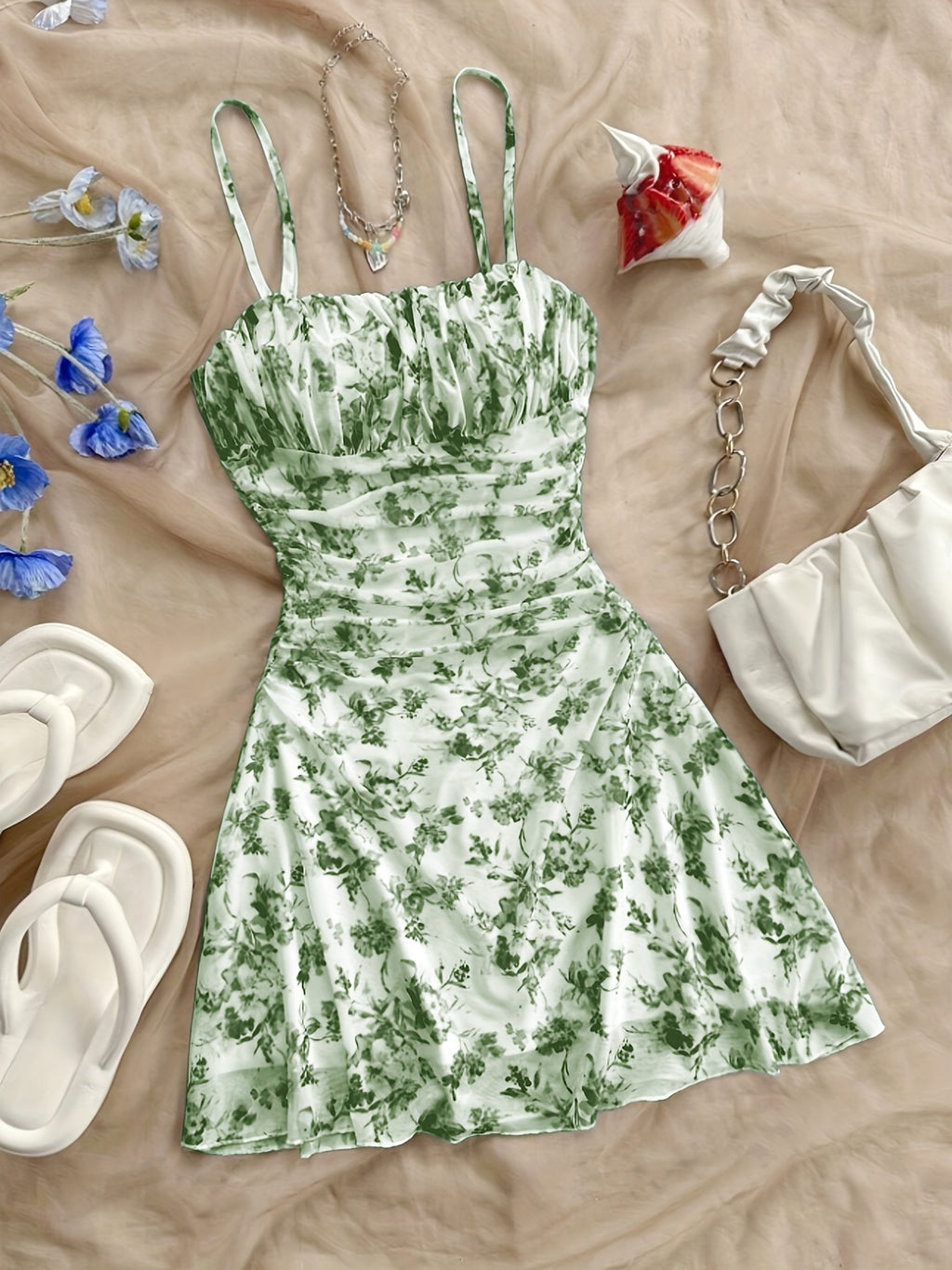 Elegant Floral Halter Dress