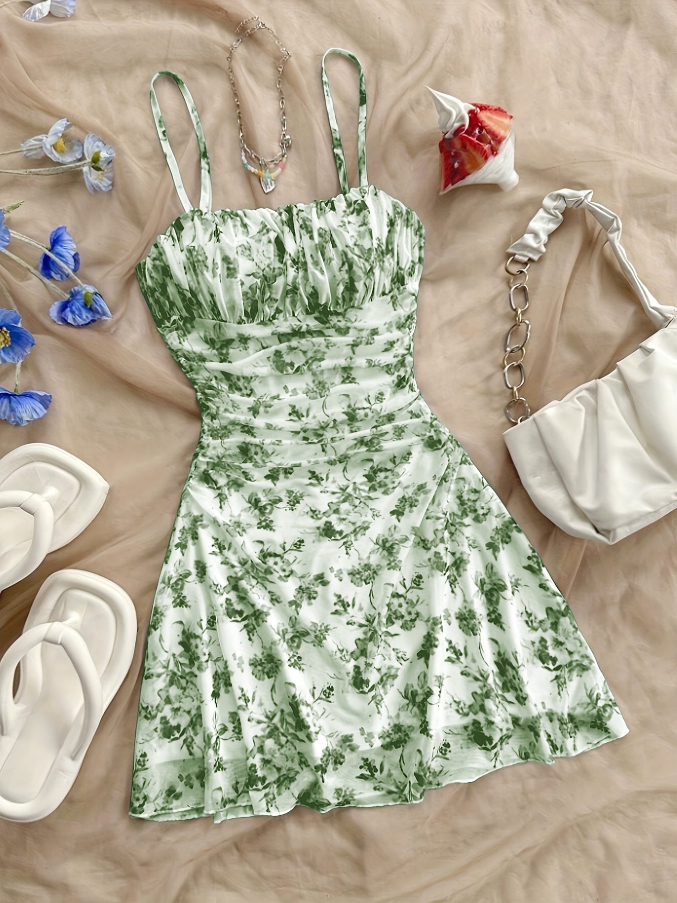 Elegant Floral Halter Dress