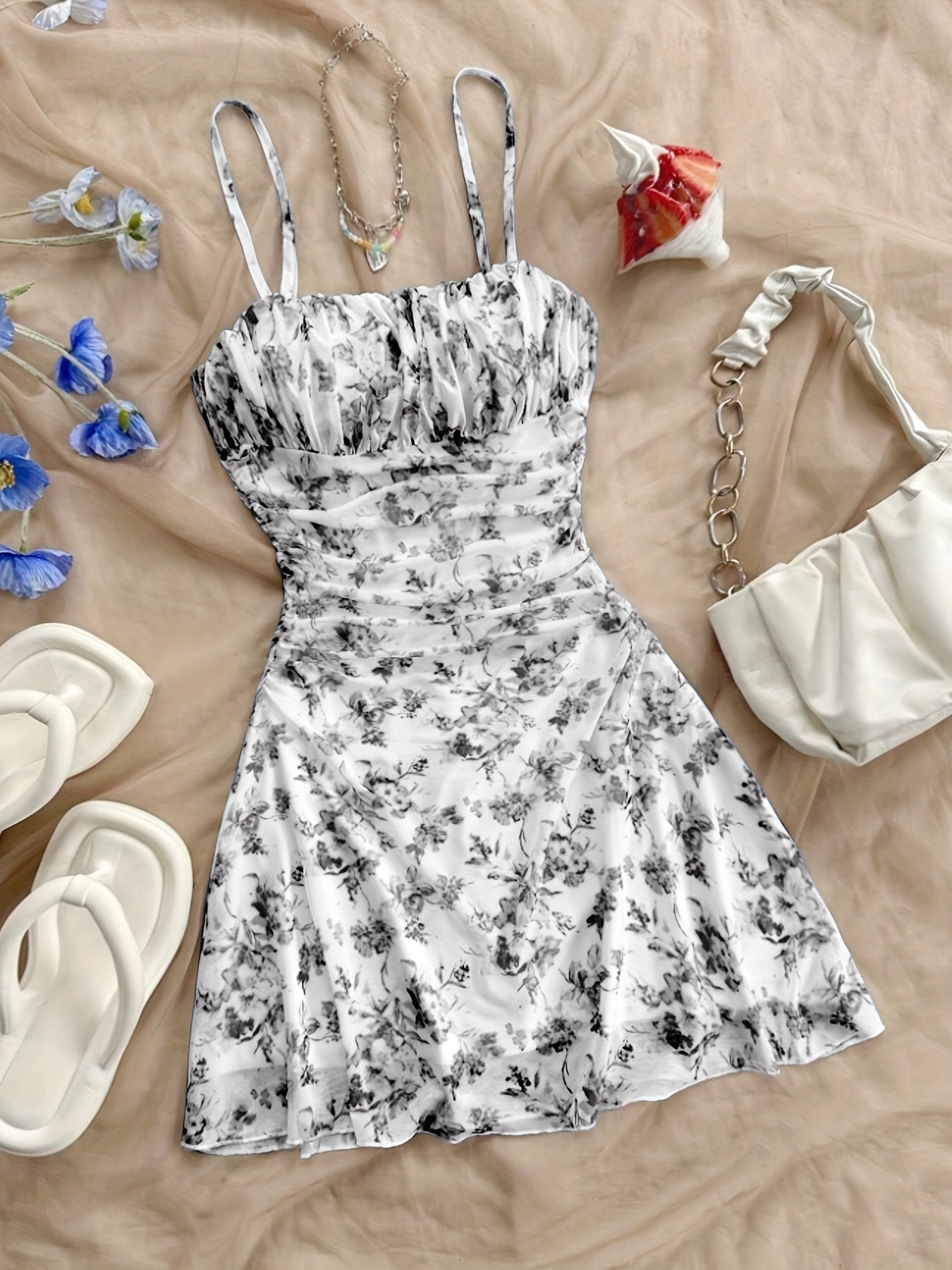 Elegant Floral Halter Dress