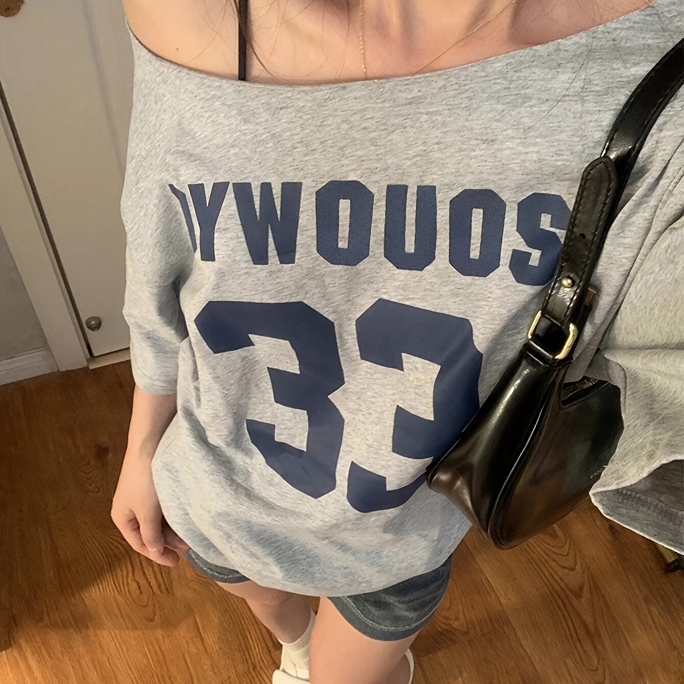 Women's Knit Letter Print Asymmetric Top