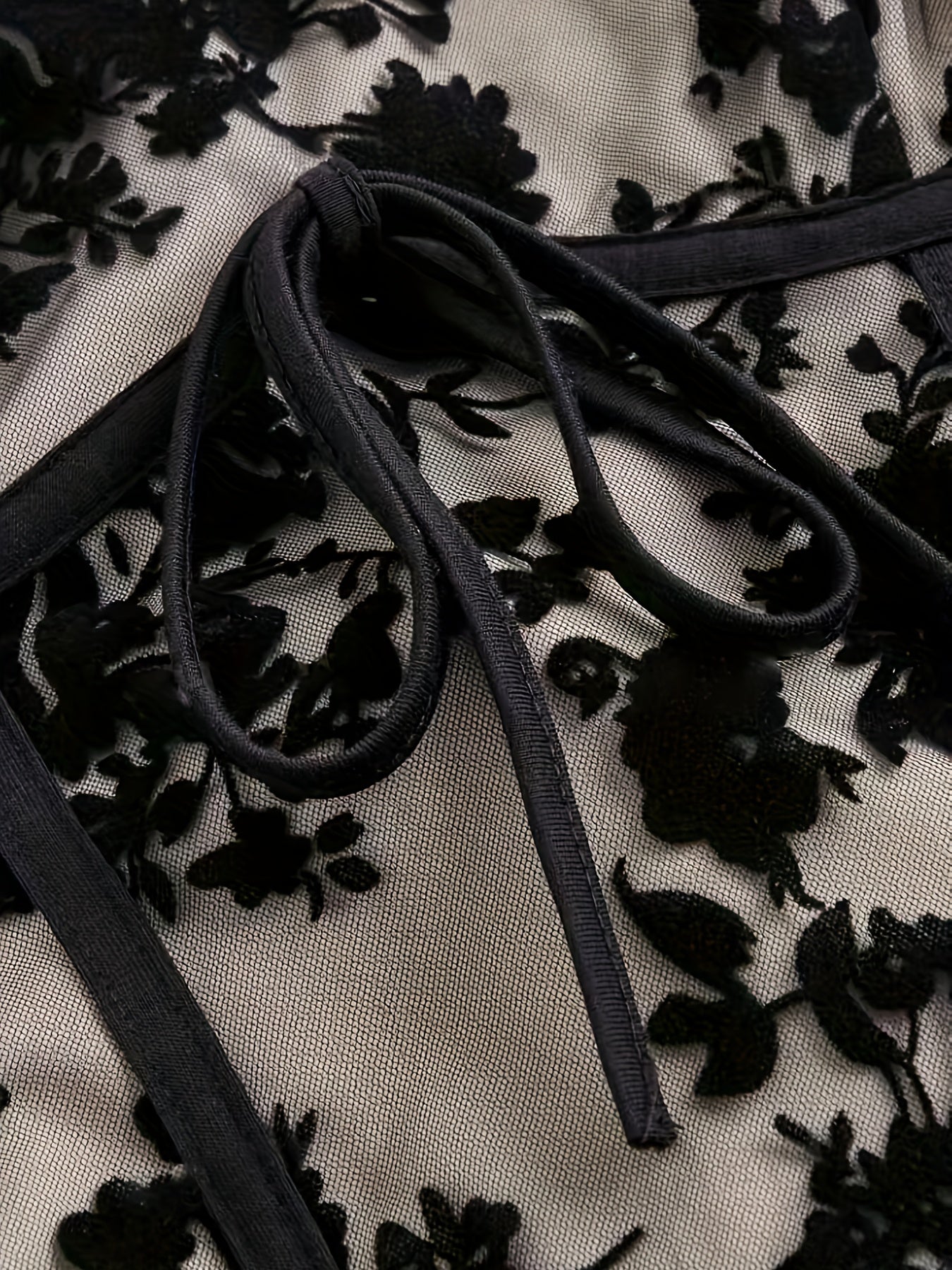 Flocked Mesh Strap A-Line Dress