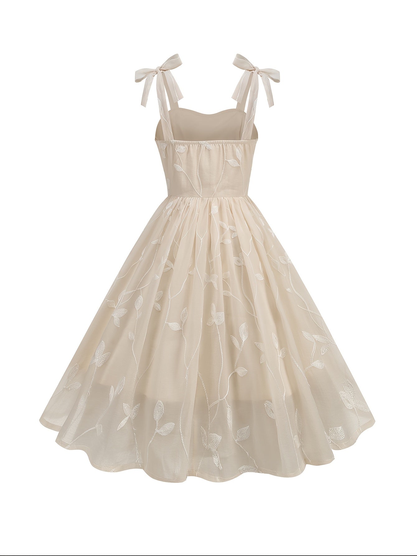 Vintage Embroidered Mesh Party Dress