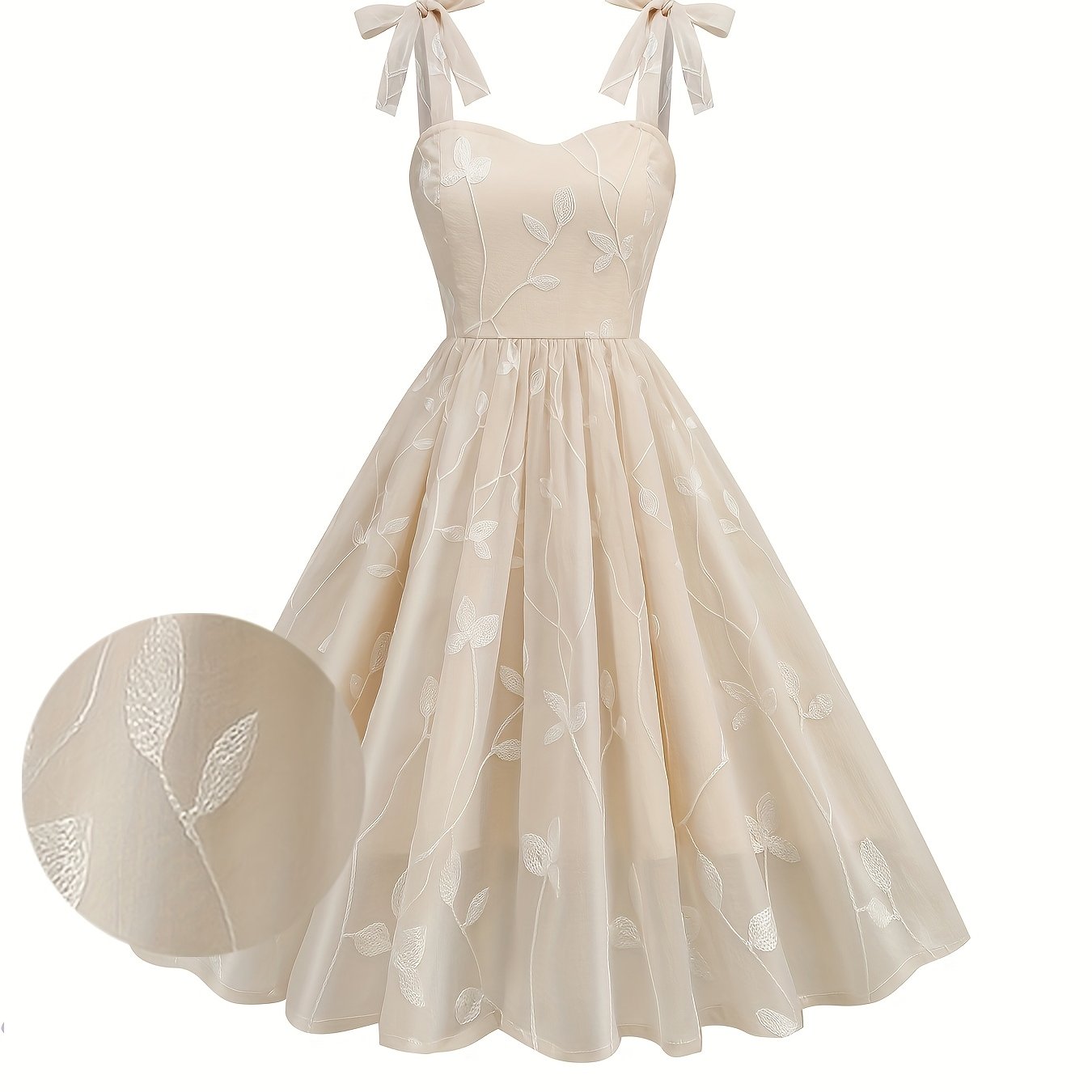 Vintage Embroidered Mesh Party Dress