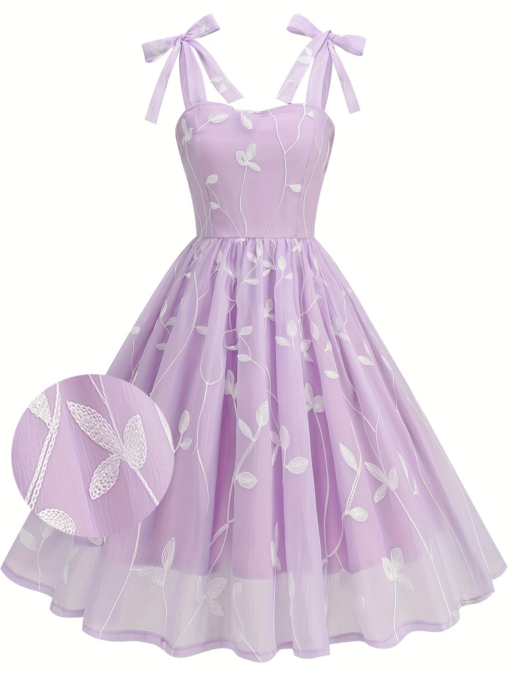 Vintage Embroidered Mesh Party Dress