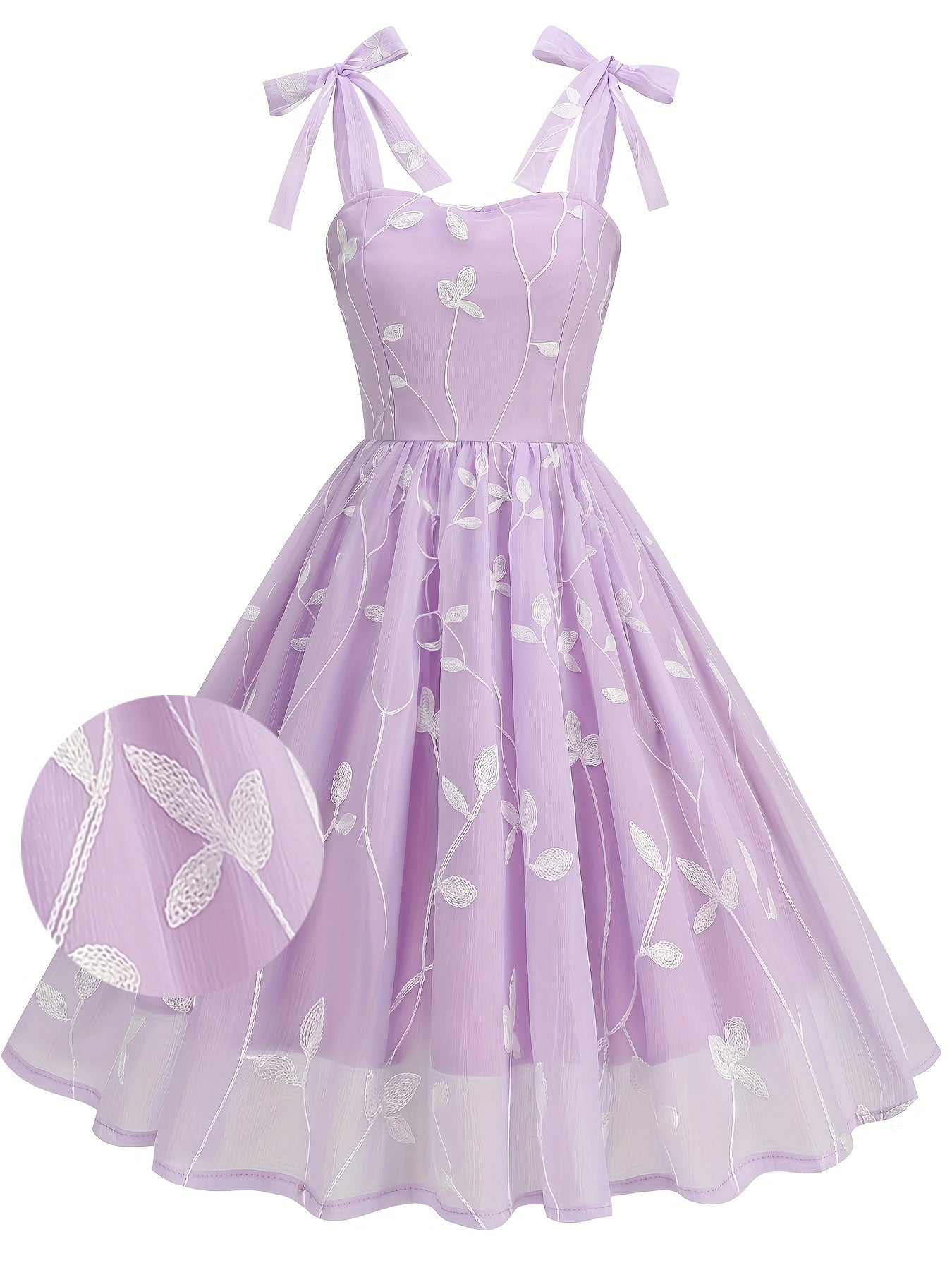 Vintage Embroidered Mesh Party Dress