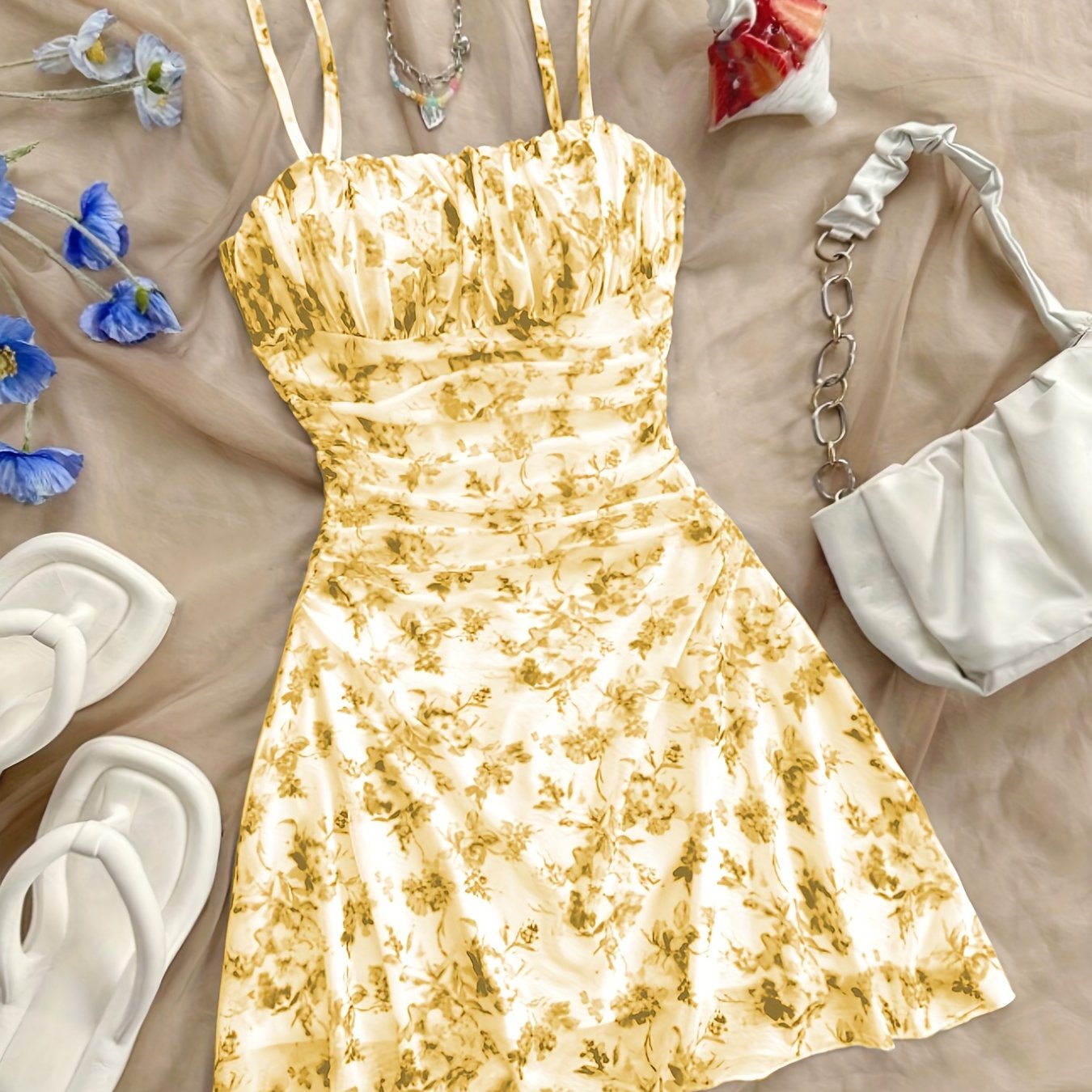 Elegant Floral Halter Dress