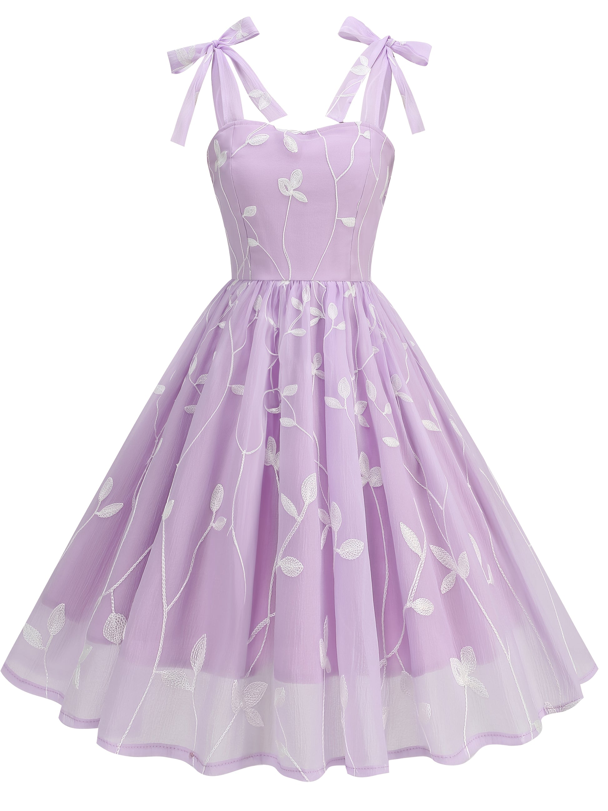 Vintage Embroidered Mesh Party Dress