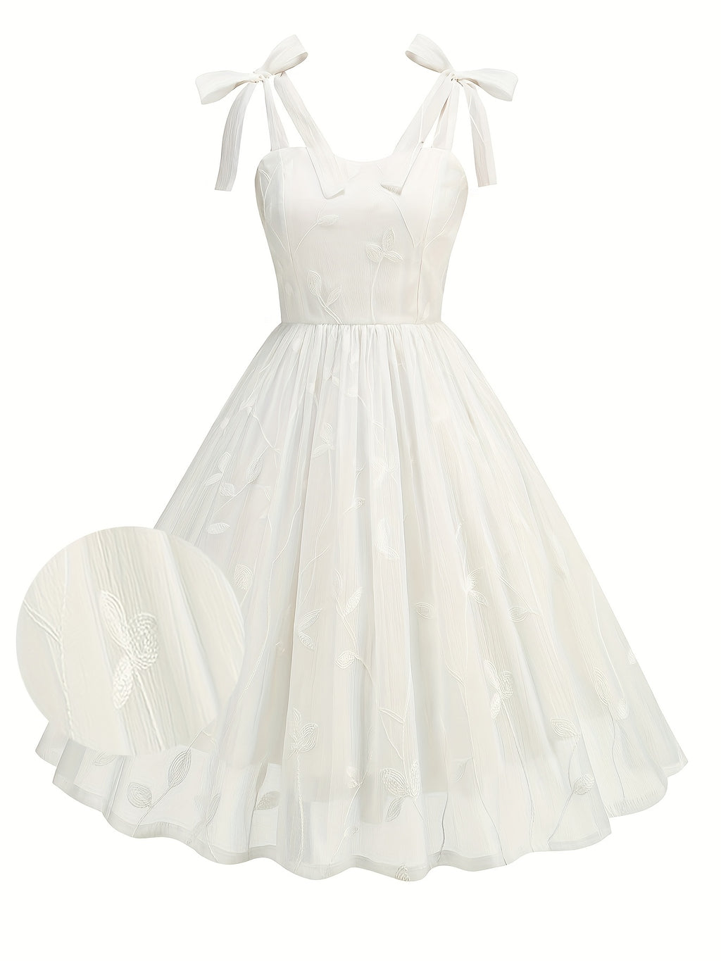 Vintage Embroidered Mesh Party Dress
