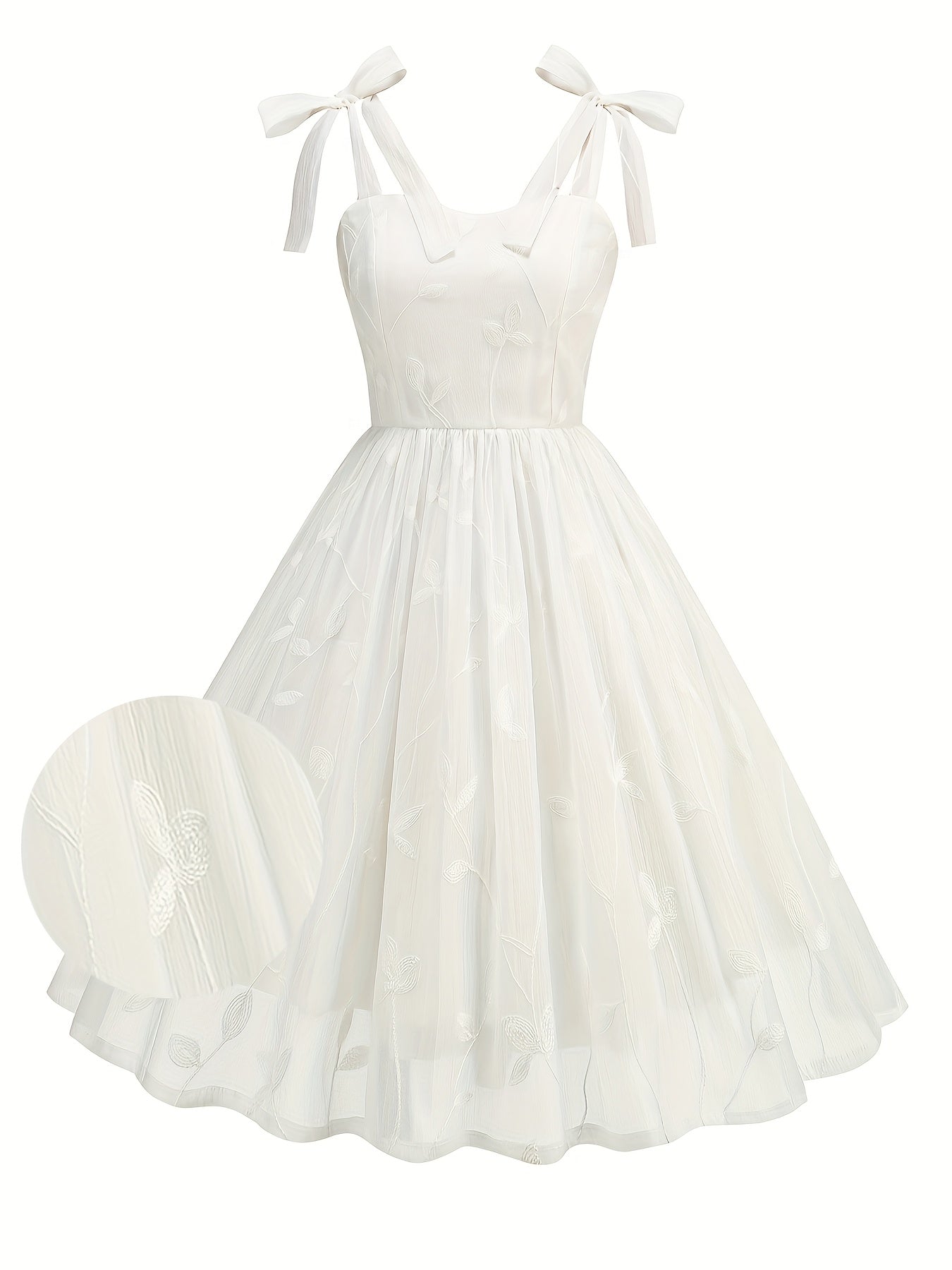 Vintage Embroidered Mesh Party Dress