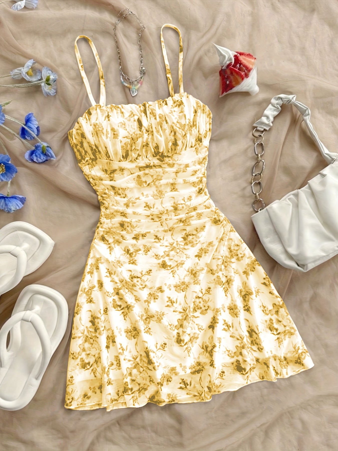 Elegant Floral Halter Dress