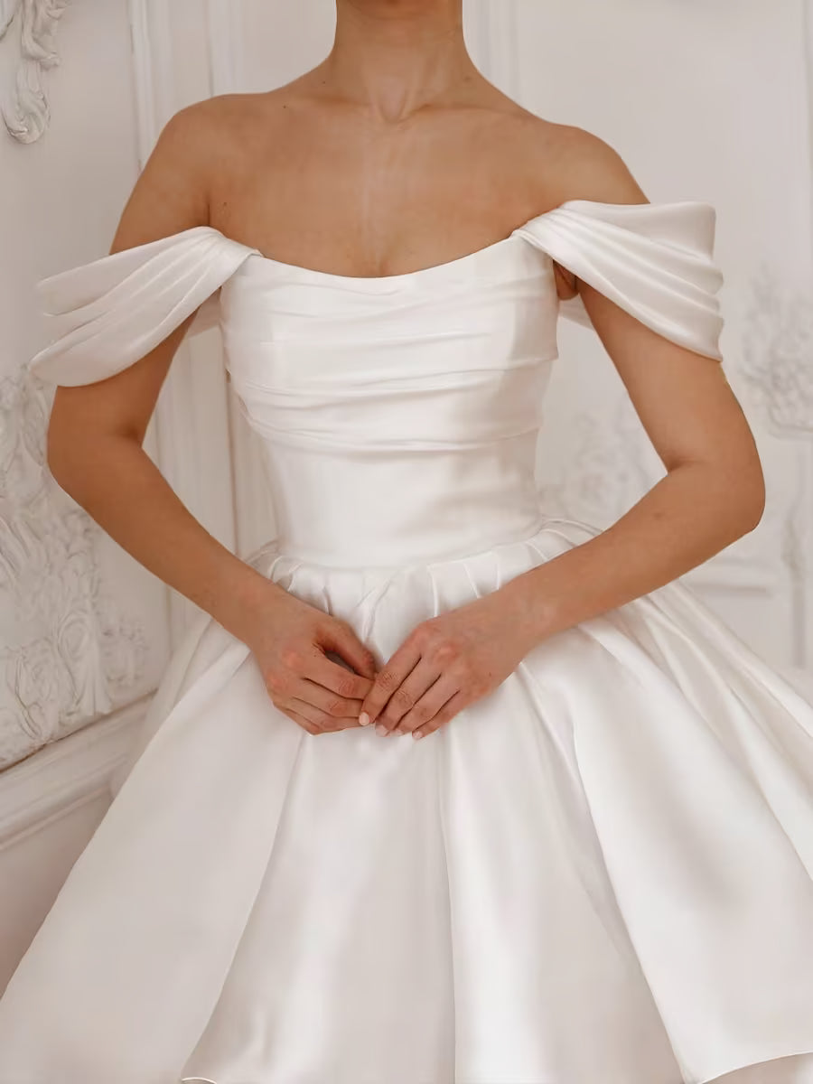 Dainty White Off-Shoulder A-Line Party Dress
