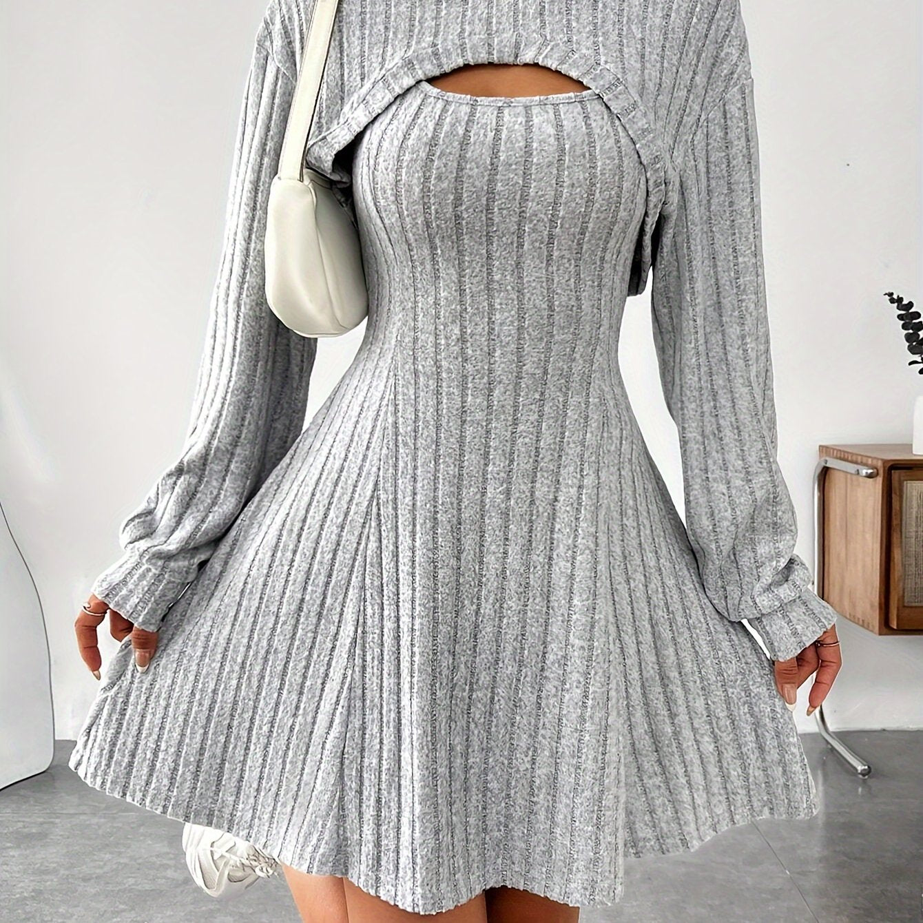 Long Sleeve Shrug & Tank Dress Set