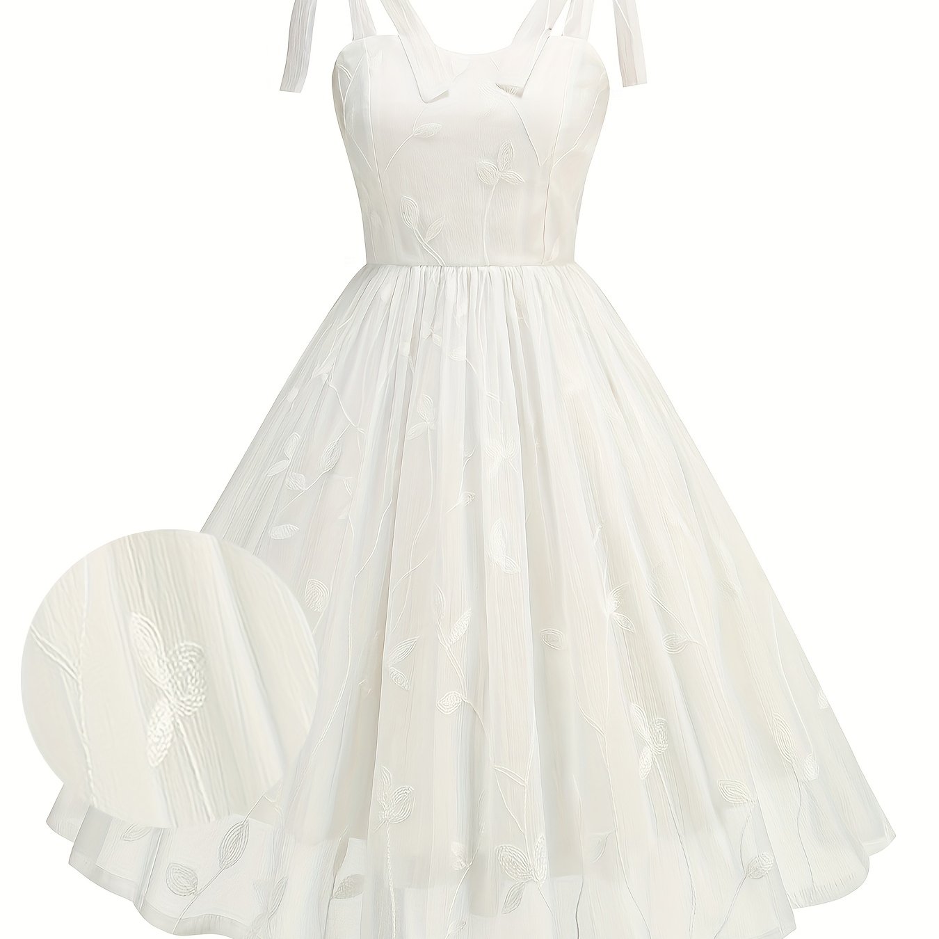 Vintage Embroidered Mesh Party Dress