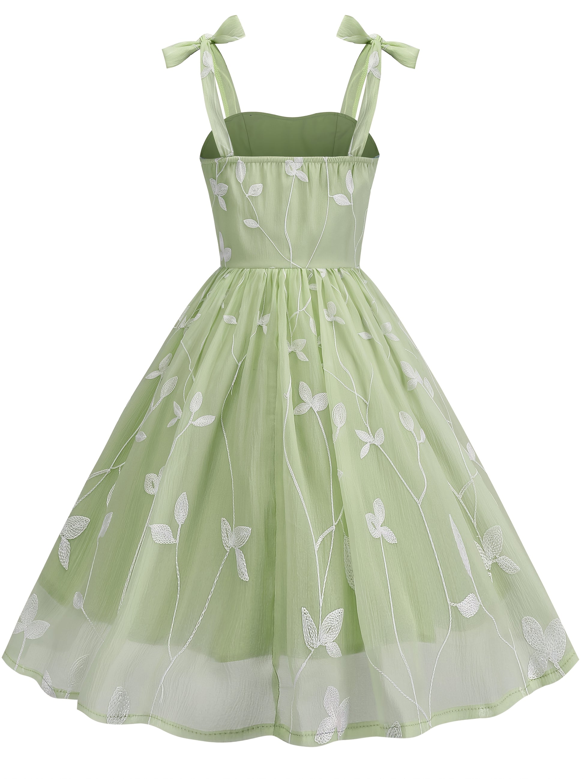Vintage Embroidered Mesh Party Dress