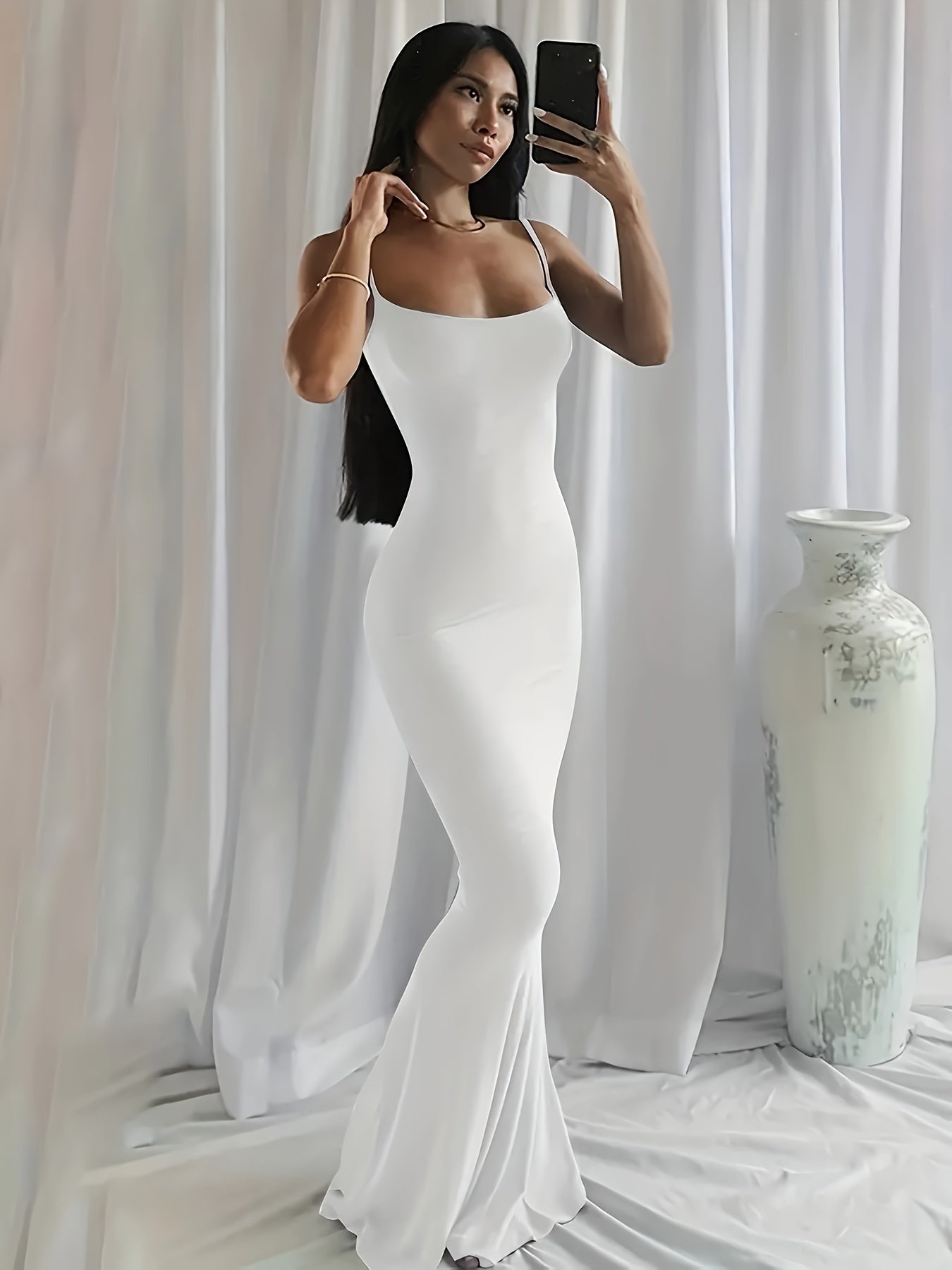 Elegant Solid Slip Maxi Dress