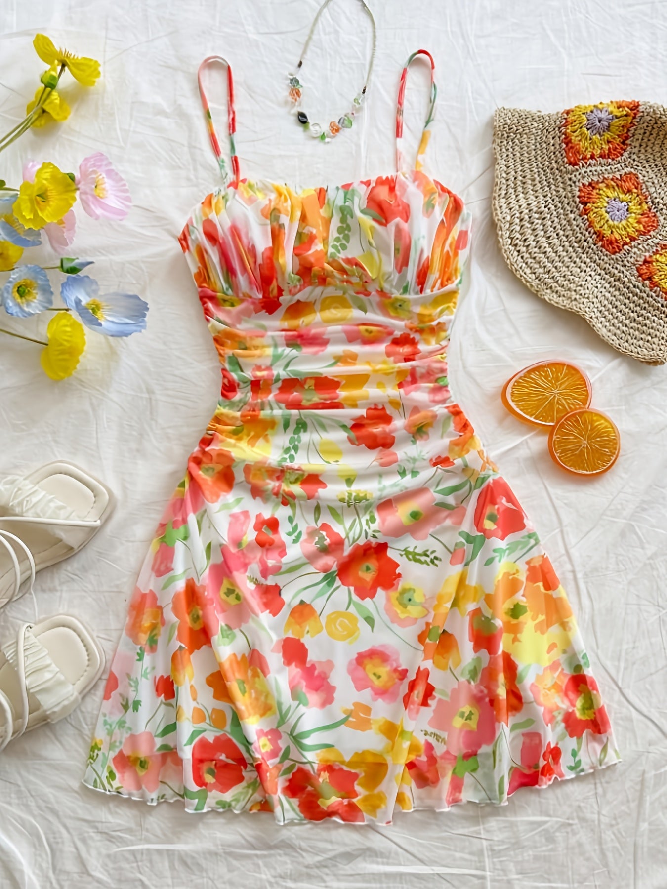 Elegant Floral Halter Dress