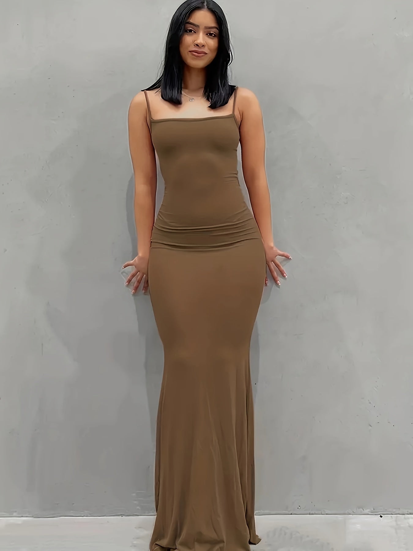 Elegant Solid Slip Maxi Dress