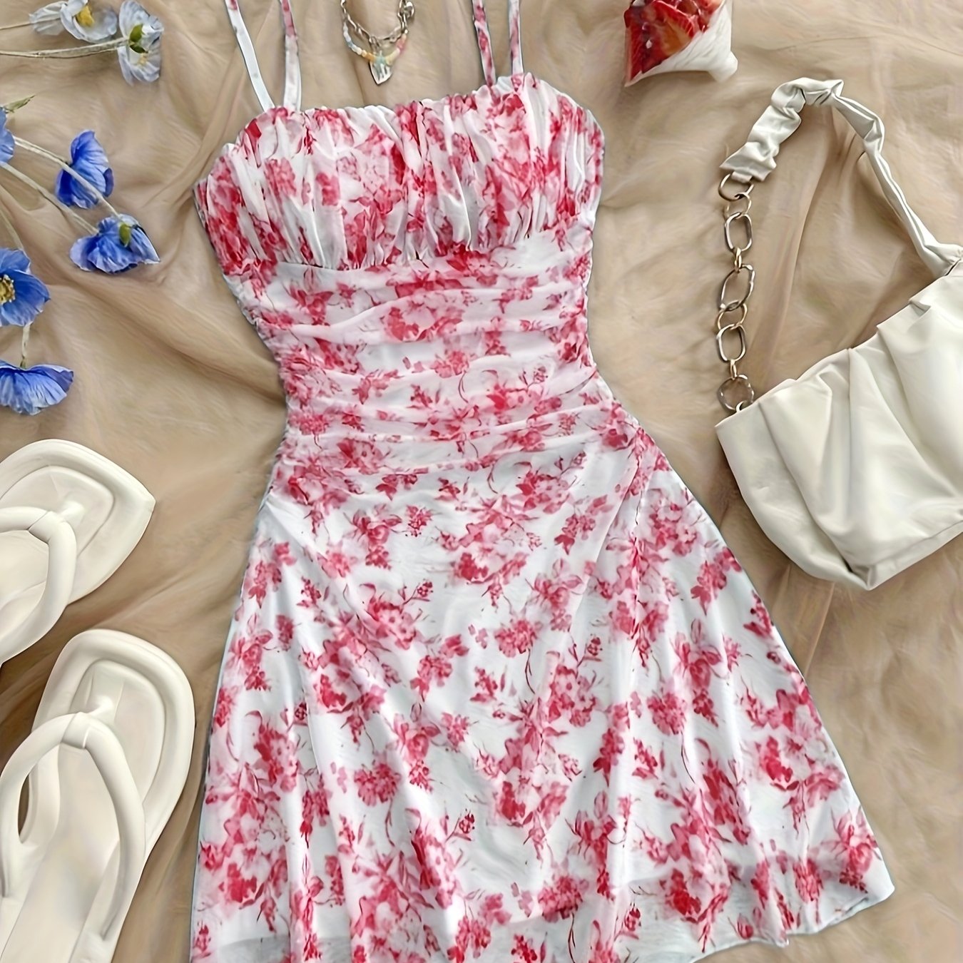 Elegant Floral Halter Dress