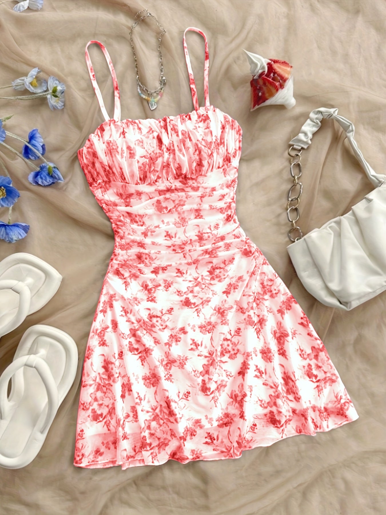 Elegant Floral Halter Dress