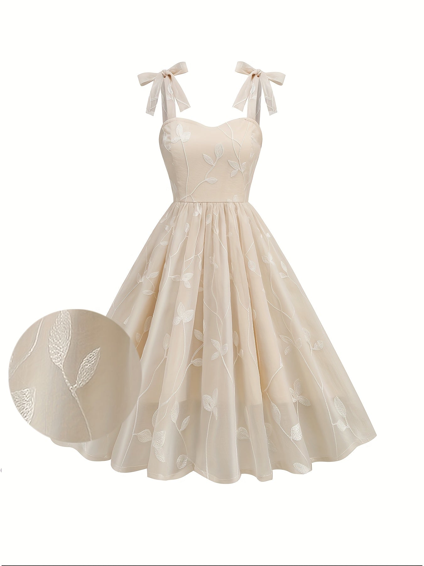 Vintage Embroidered Mesh Party Dress