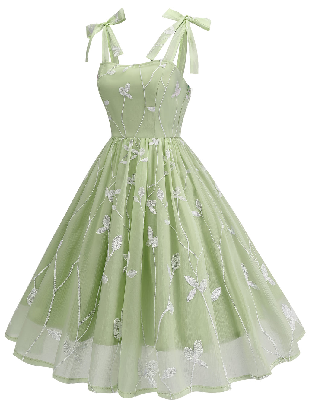 Vintage Embroidered Mesh Party Dress
