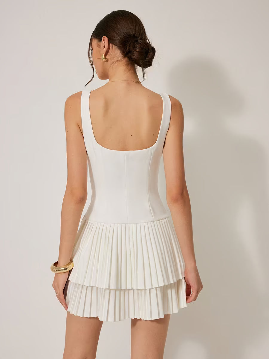 Chic Square Collar Sleeveless Mini Dress