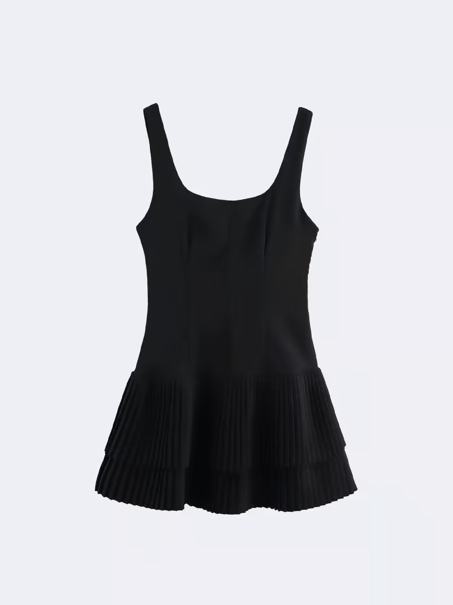 Chic Square Collar Sleeveless Mini Dress