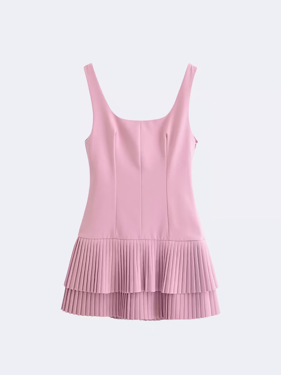 Chic Square Collar Sleeveless Mini Dress
