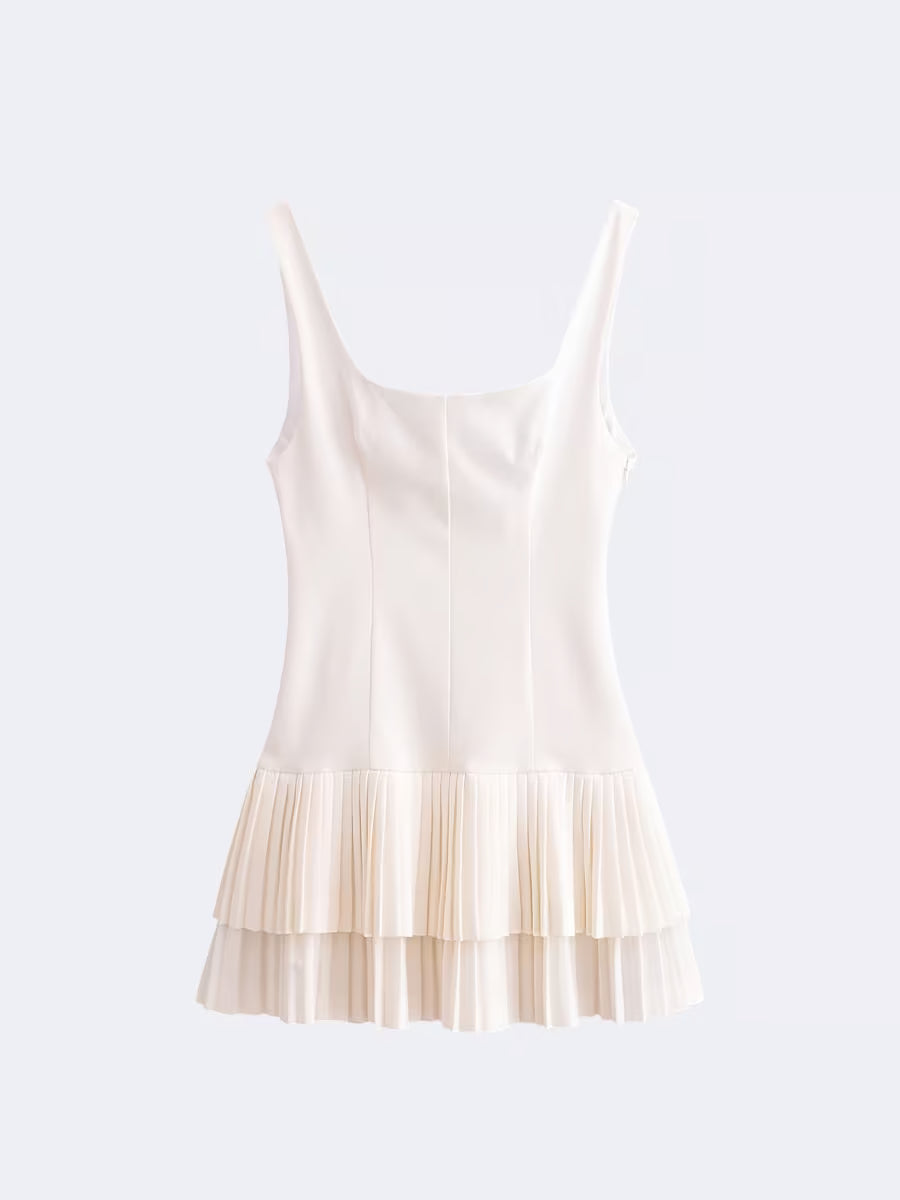 Chic Square Collar Sleeveless Mini Dress
