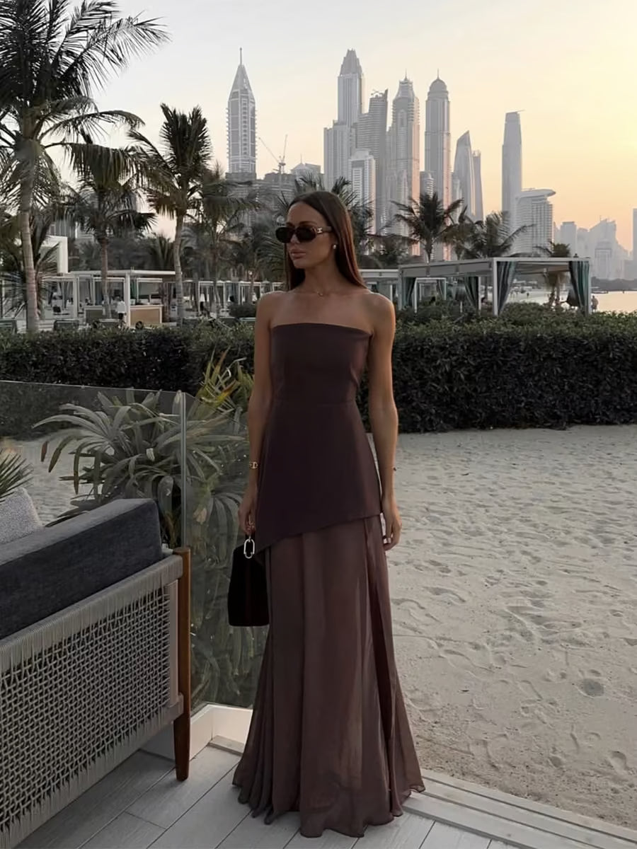 Chic Strapless Vacation Maxi Dress