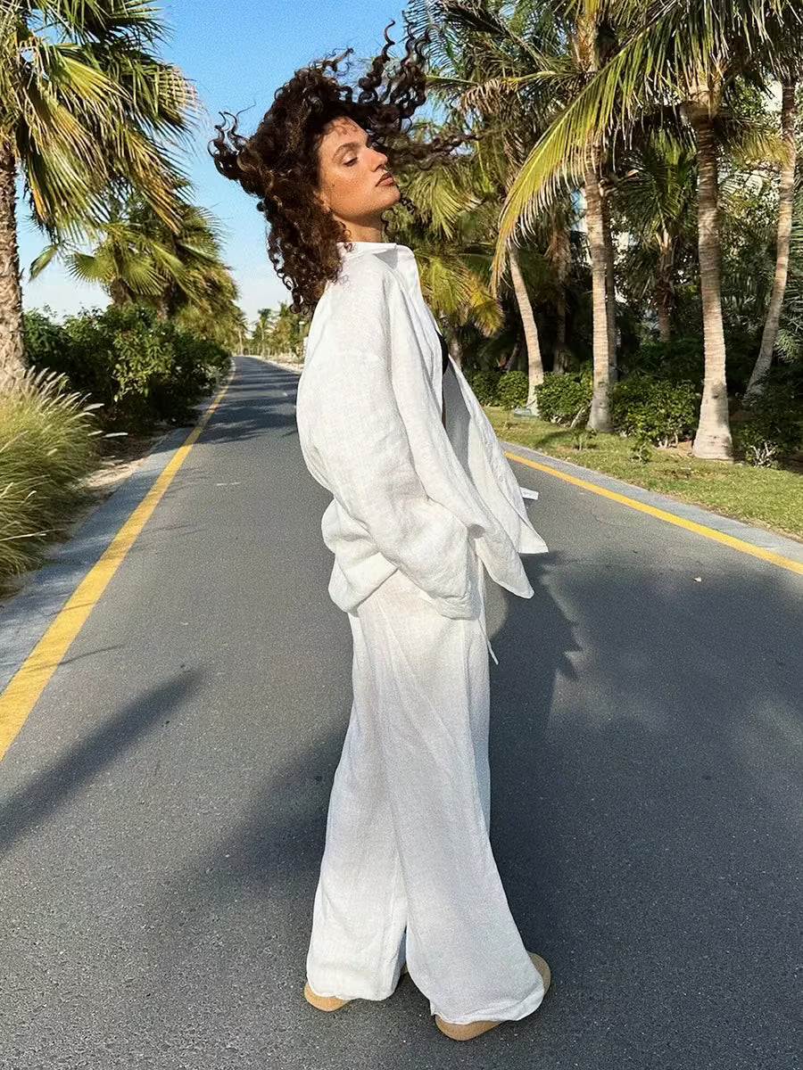 Flare Sleeve Crop Cardigan & Pants Set