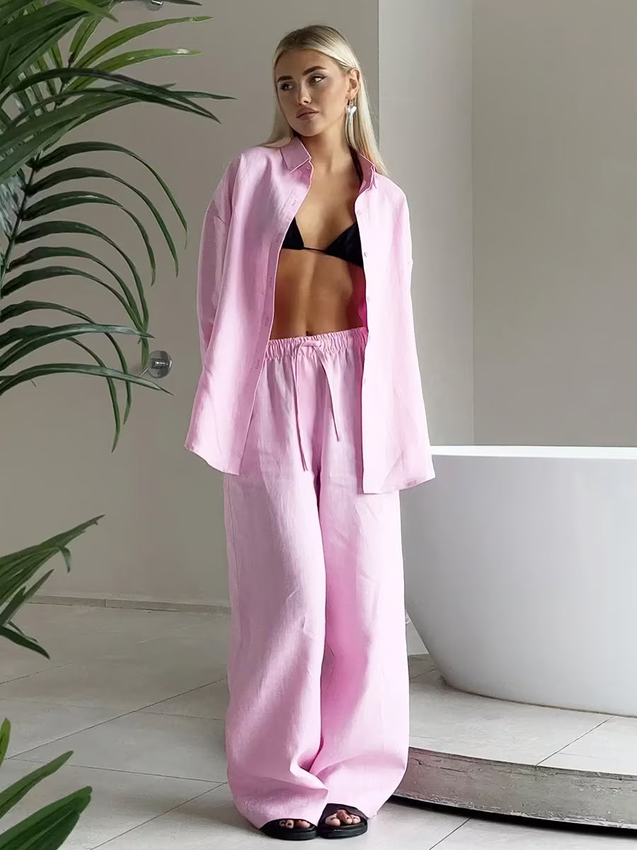 Flare Sleeve Crop Cardigan & Pants Set