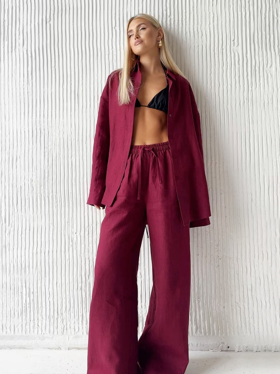 Flare Sleeve Crop Cardigan & Pants Set