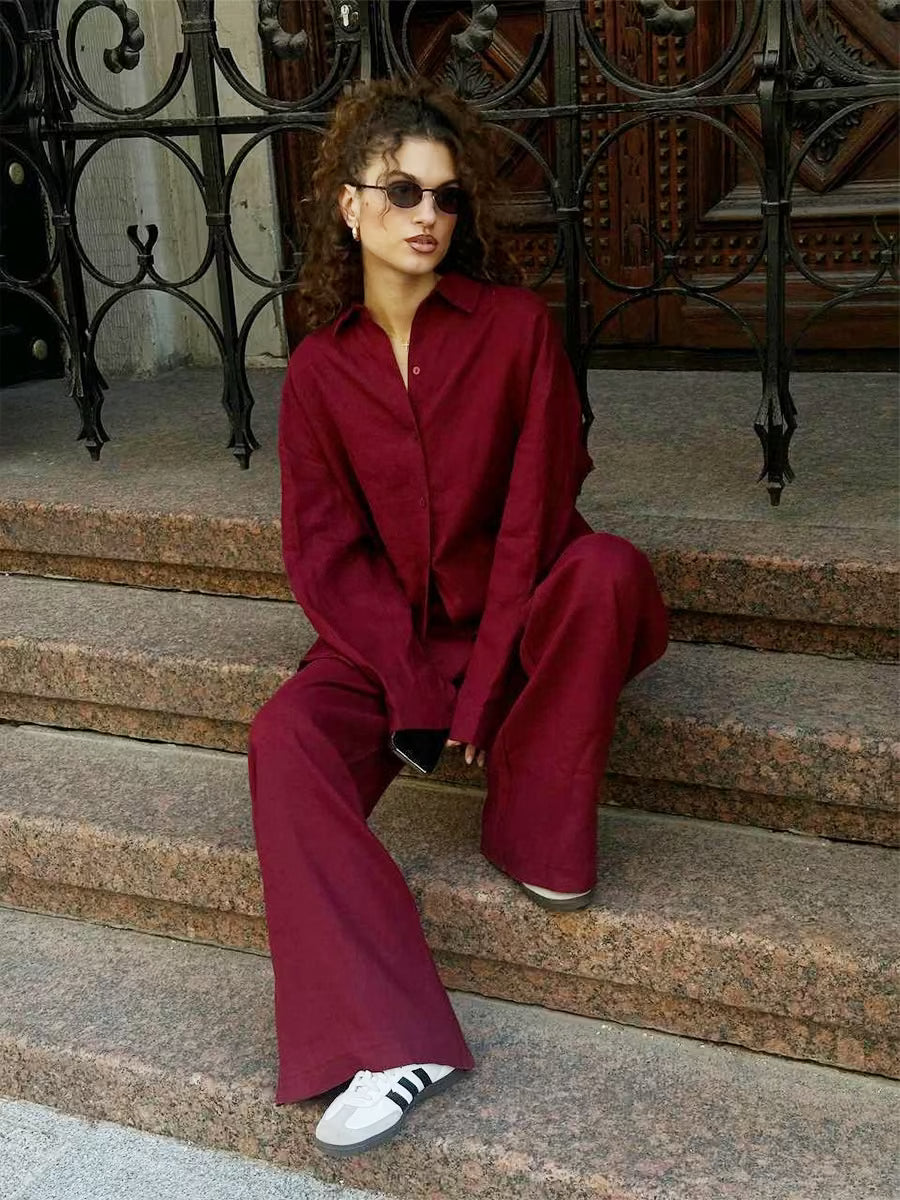 Flare Sleeve Crop Cardigan & Pants Set