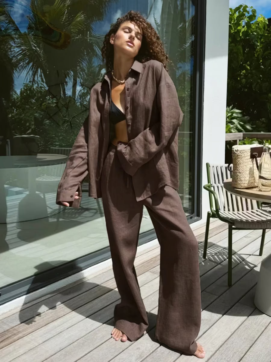Flare Sleeve Crop Cardigan & Pants Set