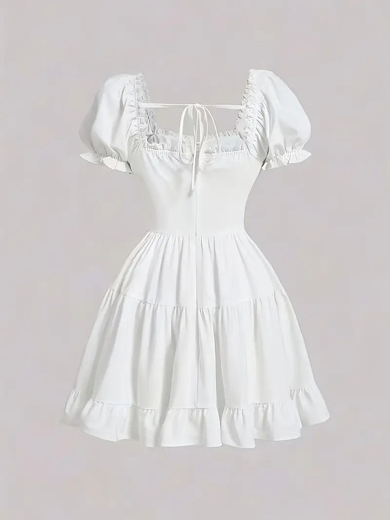 Cute Solid Color Summer Swing Dress