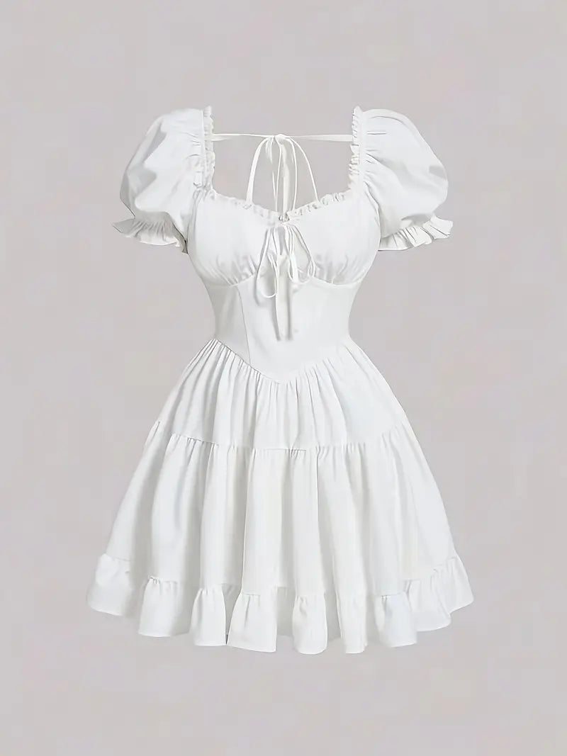Cute Solid Color Summer Swing Dress