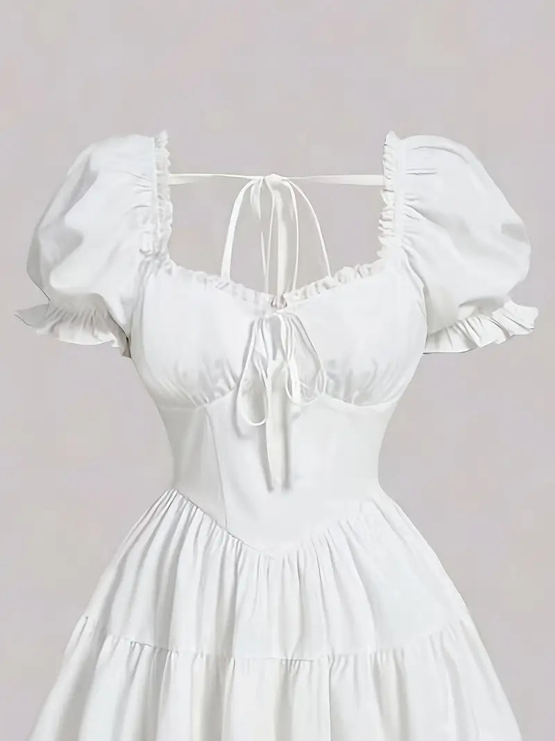 Cute Solid Color Summer Swing Dress
